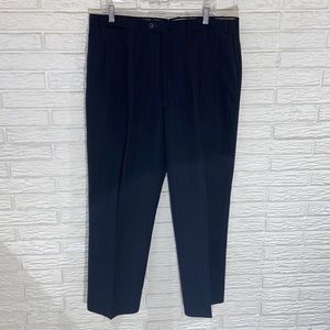 Hernando Trujillo Wool Blend Deep Navy Pinstripe Pleated Suit Dress Pants Sz 39